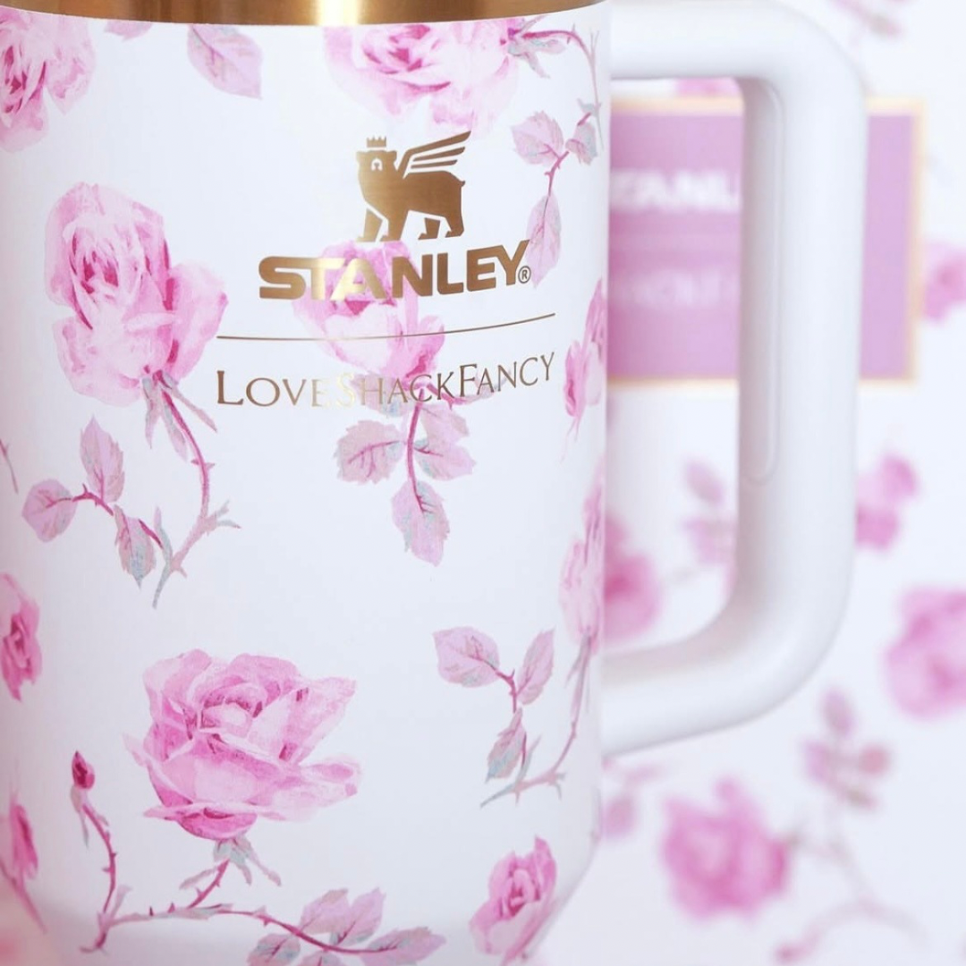 STANLEY X LOVESHACKFANCY FLOWSTATE QUENCHER 40OZ TUMBLER | RIBBON ROSA