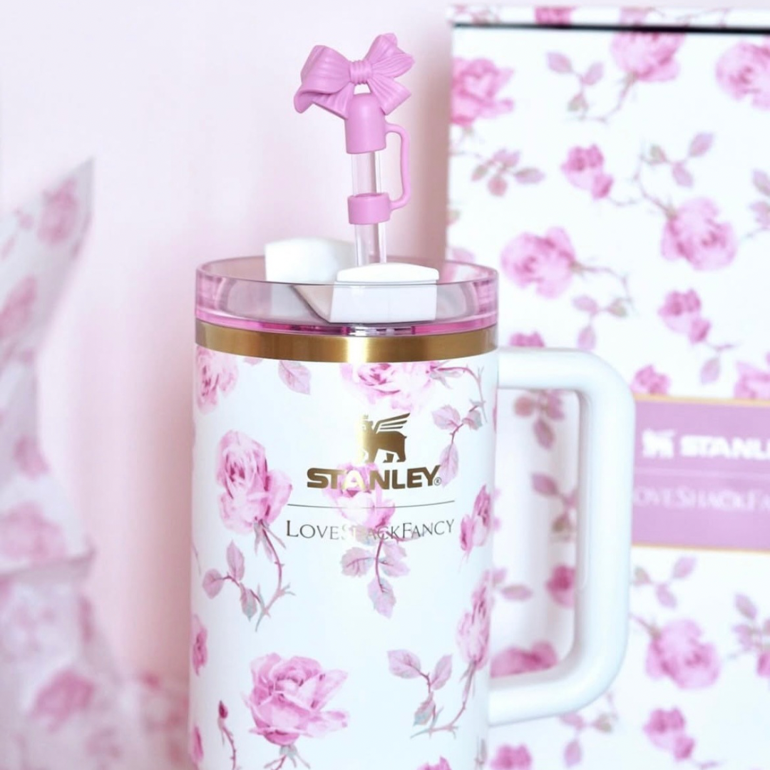 STANLEY X LOVESHACKFANCY FLOWSTATE QUENCHER 40OZ TUMBLER | RIBBON ROSA