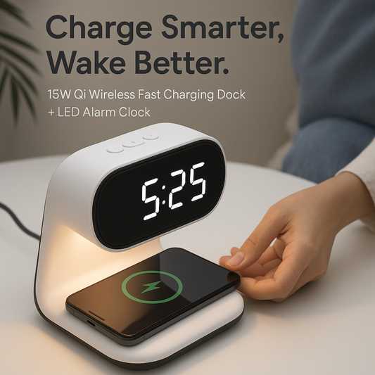 15W Smart Lamp Clock with Wireless Charger