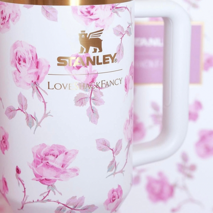 STANLEY X LOVESHACKFANCY FLOWSTATE QUENCHER 40OZ TUMBLER | RIBBON ROSA