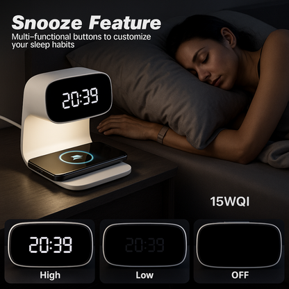 15W Smart Lamp Clock with Wireless Charger