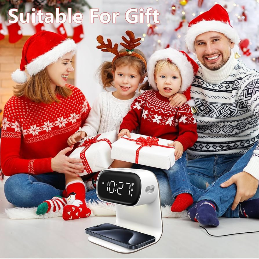 15W Smart Lamp Clock with Wireless Charger